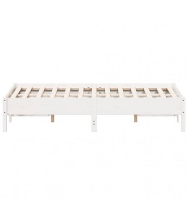 vidaXL Bed Frame | White | Solid pine wood, Plywood slats | Small Double — Size: 120 x 190 cm