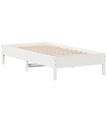 vidaXL Bed Frame | White | Solid Pine Wood, Plywood | Small Single | Simple — Size: 75 x 190 cm