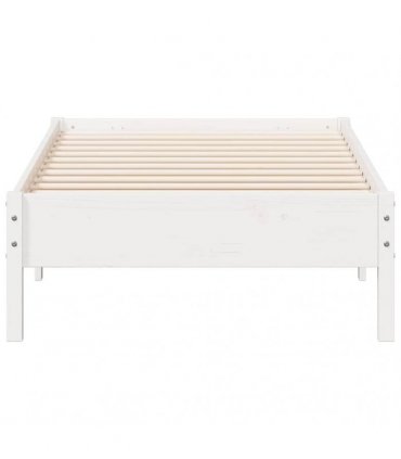 vidaXL Bed Frame | White | Solid Pine Wood, Plywood | Small Single | Simple — Size: 75 x 190 cm