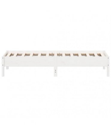 vidaXL Bed Frame | White | Solid Pine Wood, Plywood | Small Single | Simple — Size: 75 x 190 cm