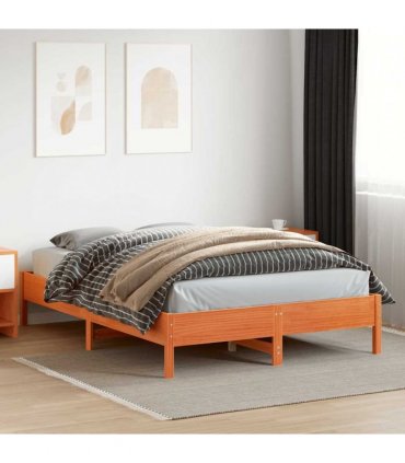 vidaXL Bed Frame | Wax brown | Solid pine wood | 140 x 200 cm | Modern