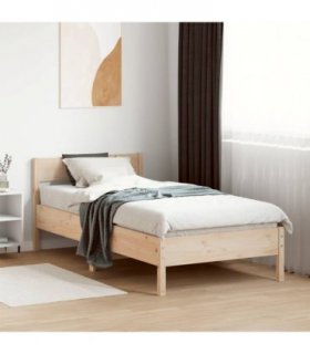 vidaXL Bed Frame without Mattress 75x190 cm Small Single Solid Wood Pine — Colour: natural, Size: 75 x 190 cm — V0672046566
