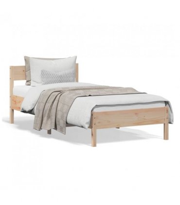 vidaXL Bed Frame without Mattress 75x190 cm Small Single Solid Wood Pine — Colour: natural, Size: 75 x 190 cm — V0672046566
