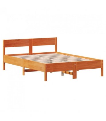 vidaXL Bed Frame without Mattress Wax Brown 140x190 cm Solid Wood Pine — Size: 140 x 190 cm — V0672046567