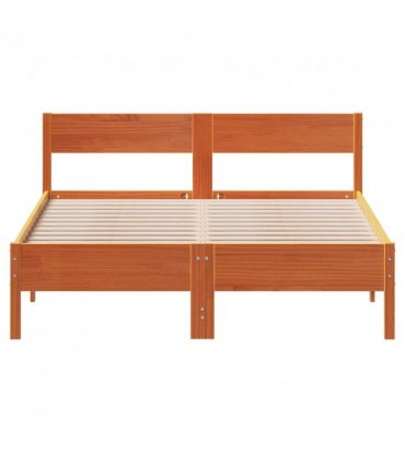 vidaXL Bed Frame without Mattress Wax Brown 140x190 cm Solid Wood Pine — Size: 140 x 190 cm — V0672046567