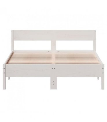 vidaXL Bed Frame without Mattress White 140x190 cm Solid Wood Pine — Size: 140 x 190 cm — V0672046569