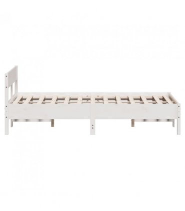 vidaXL Bed Frame without Mattress White 140x190 cm Solid Wood Pine — Size: 140 x 190 cm — V0672046569