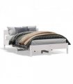 vidaXL Bed Frame without Mattress White 150x200 cm King Size Solid Wood Pine — Size: 150 x 200 cm — V0672046584