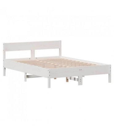 vidaXL Bed Frame without Mattress White 150x200 cm King Size Solid Wood Pine — Size: 150 x 200 cm — V0672046584