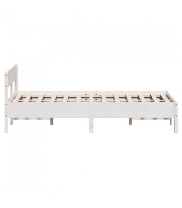 vidaXL Bed Frame without Mattress White 150x200 cm King Size Solid Wood Pine — Size: 150 x 200 cm — V0672046584