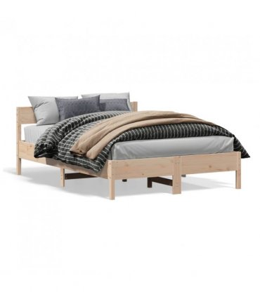 vidaXL Bed Frame without Mattress 140x200 cm Solid Wood Pine — Colour: natural, Size: 140 x 200 cm — V0672046589