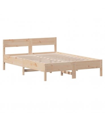 vidaXL Bed Frame without Mattress 140x200 cm Solid Wood Pine — Colour: natural, Size: 140 x 200 cm — V0672046589