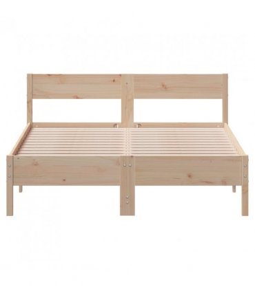 vidaXL Bed Frame without Mattress 140x200 cm Solid Wood Pine — Colour: natural, Size: 140 x 200 cm — V0672046589