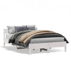 vidaXL Bed Frame without Mattress White 160x200 cm Solid Wood Pine — Size: 160 x 200 cm — V0672046590