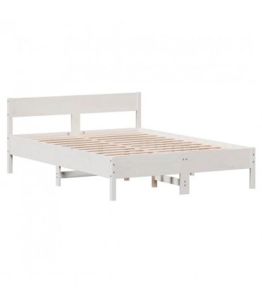 vidaXL Bed Frame without Mattress White 160x200 cm Solid Wood Pine — Size: 160 x 200 cm — V0672046590