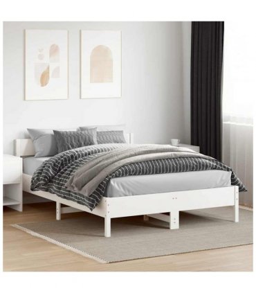 vidaXL Bed Frame without Mattress White 160x200 cm Solid Wood Pine — Size: 160 x 200 cm — V0672046590