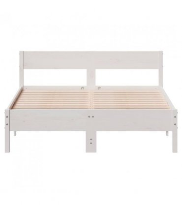 vidaXL Bed Frame without Mattress White 160x200 cm Solid Wood Pine — Size: 160 x 200 cm — V0672046590