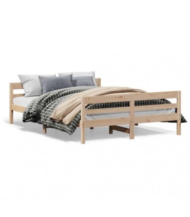vidaXL Bed Frame without Mattress 140x200 cm Solid Wood Pine — Colour: natural, Size: 140 x 200 cm — V0672046596