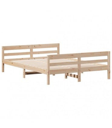vidaXL Bed Frame without Mattress 140x200 cm Solid Wood Pine — Colour: natural, Size: 140 x 200 cm — V0672046596
