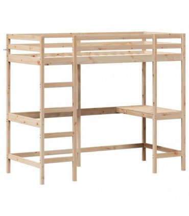 vidaXL Loft Bed without Mattress 100x200 cm Solid Wood Pine — Colour: natural, Size: 100 x 200 cm