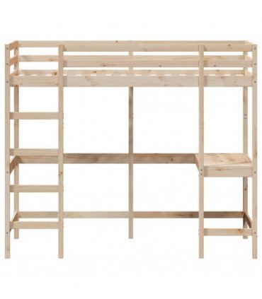 vidaXL Loft Bed without Mattress 100x200 cm Solid Wood Pine — Colour: natural, Size: 100 x 200 cm