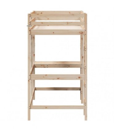 vidaXL Loft Bed without Mattress 100x200 cm Solid Wood Pine — Colour: natural, Size: 100 x 200 cm