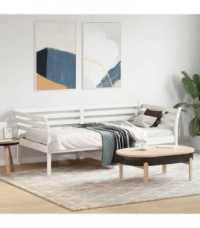 vidaXL Day Bed without Mattress White 90x190 cm Single Solid Wood Pine — Size: 90 x 190 cm — V0672046623