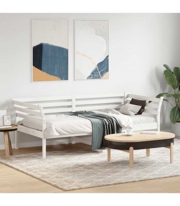 vidaXL Day Bed without Mattress White 90x190 cm Single Solid Wood Pine — Size: 90 x 190 cm — V0672046623