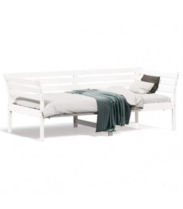 vidaXL Day Bed without Mattress White 90x190 cm Single Solid Wood Pine — Size: 90 x 190 cm — V0672046623
