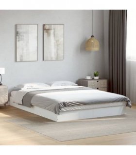 vidaXL Bed Frame without Mattress White 135x190 cm Double Engineered Wood — Size: 135 x 190 cm