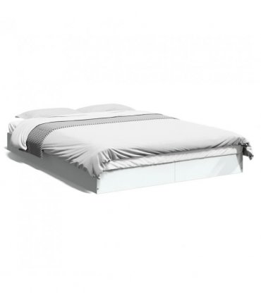 vidaXL Bed Frame without Mattress White 135x190 cm Double Engineered Wood — Size: 135 x 190 cm