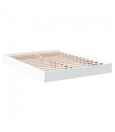 vidaXL Bed Frame without Mattress White 135x190 cm Double Engineered Wood — Size: 135 x 190 cm