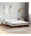 vidaXL Bed Frame without Mattress Smoked Oak 140x200 cm Engineered Wood — Size: 140 x 200 cm
