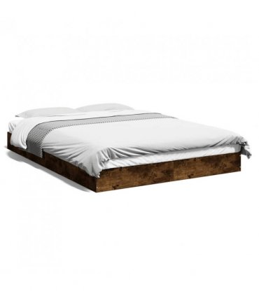 vidaXL Bed Frame without Mattress Smoked Oak 140x200 cm Engineered Wood — Size: 140 x 200 cm