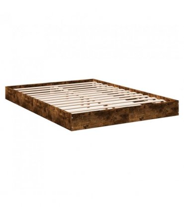 vidaXL Bed Frame without Mattress Smoked Oak 140x200 cm Engineered Wood — Size: 140 x 200 cm
