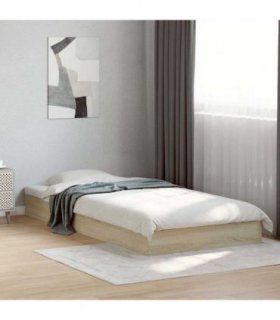 vidaXL Bed Frame without Mattress Sonoma Oak 75x190 cm Small Single Engineered Wood — Size: 75 x 190 cm