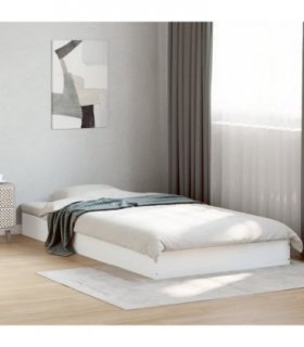 vidaXL Bed Frame without Mattress White 90x190 cm Single Engineered Wood — Size: 90 x 190 cm