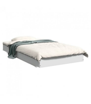 vidaXL Bed Frame without Mattress White 90x190 cm Single Engineered Wood — Size: 90 x 190 cm