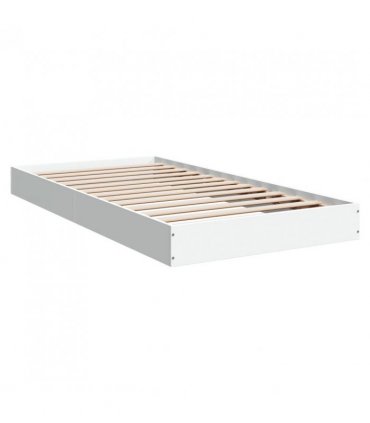 vidaXL Bed Frame without Mattress White 90x190 cm Single Engineered Wood — Size: 90 x 190 cm