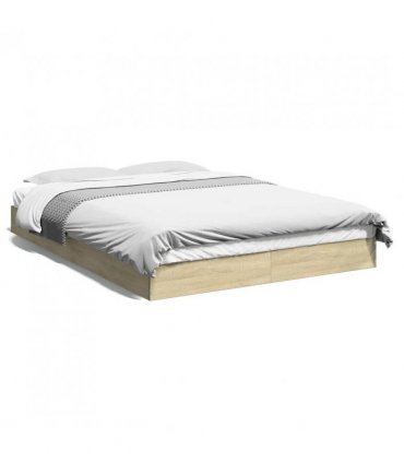 vidaXL Bed Frame without Mattress Sonoma Oak 140x200 cm Engineered Wood — Size: 140 x 200 cm