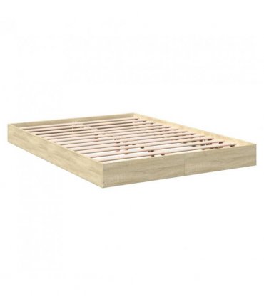 vidaXL Bed Frame without Mattress Sonoma Oak 140x200 cm Engineered Wood — Size: 140 x 200 cm