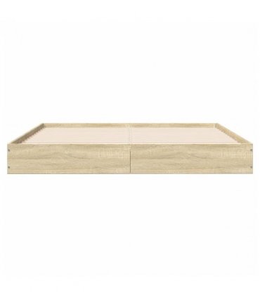 vidaXL Bed Frame without Mattress Sonoma Oak 140x200 cm Engineered Wood — Size: 140 x 200 cm