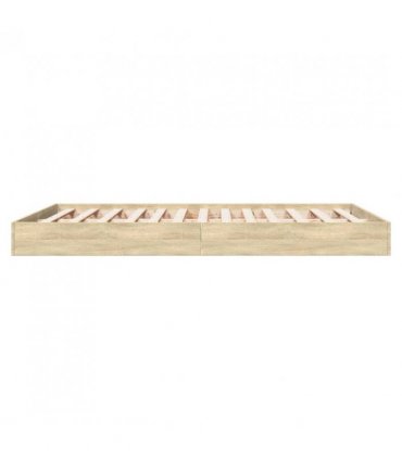 vidaXL Bed Frame without Mattress Sonoma Oak 140x200 cm Engineered Wood — Size: 140 x 200 cm