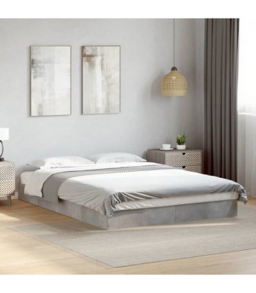vidaXL Bed Frame without Mattress Concrete Grey 140x200 cm — Size: 140 x 200 cm — V0672046646