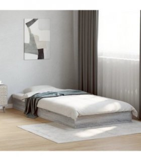 vidaXL Bed Frame without Mattress Grey Sonoma 75x190 cm Small Single Engineered Wood — Size: 75 x 190 cm