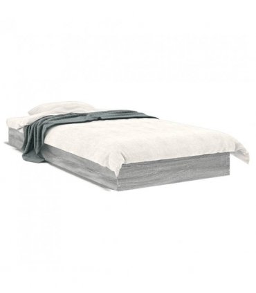 vidaXL Bed Frame without Mattress Grey Sonoma 75x190 cm Small Single Engineered Wood — Size: 75 x 190 cm