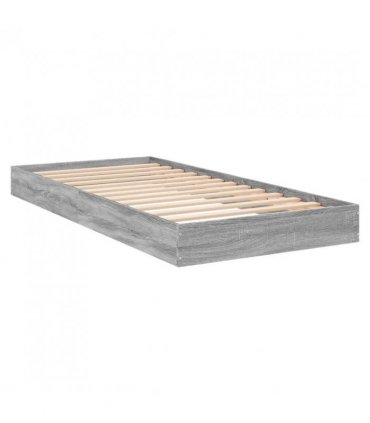 vidaXL Bed Frame without Mattress Grey Sonoma 75x190 cm Small Single Engineered Wood — Size: 75 x 190 cm