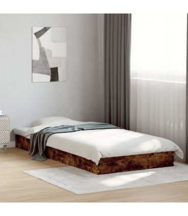 vidaXL Bed Frame without Mattress Smoked Oak 75x190 cm Small Single Engineered Wood — Size: 75 x 190 cm