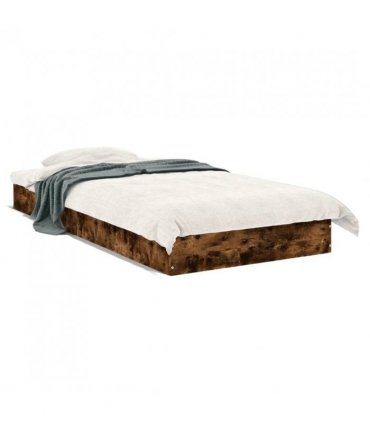 vidaXL Bed Frame without Mattress Smoked Oak 75x190 cm Small Single Engineered Wood — Size: 75 x 190 cm