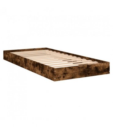vidaXL Bed Frame without Mattress Smoked Oak 75x190 cm Small Single Engineered Wood — Size: 75 x 190 cm
